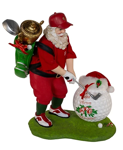 Kurt Adler 11-Inch Fabriche Golfer Santa with Oversized Golf Ball