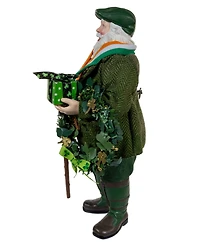 Kurt Adler 10.5-Inch Fabriche Musical Irish Santa with Wreath