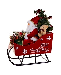 Kurt Adler 24-Inch Battery Operated Musical Led Santa in Metal Sleigh Table Piece