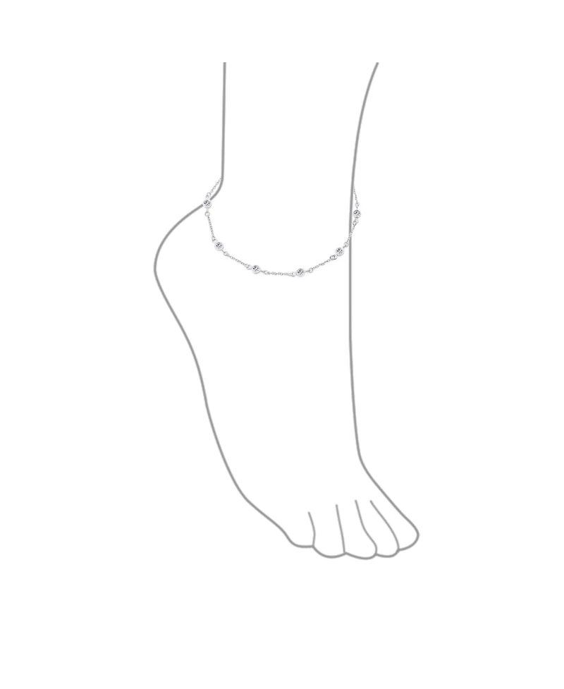 Bling Jewelry Elegant Delicate Cubic Zirconia 9 Cz By The Yard Anklet Chain Link Ankle Bracelet Sterling Silver 9-10 Inch Adjustable