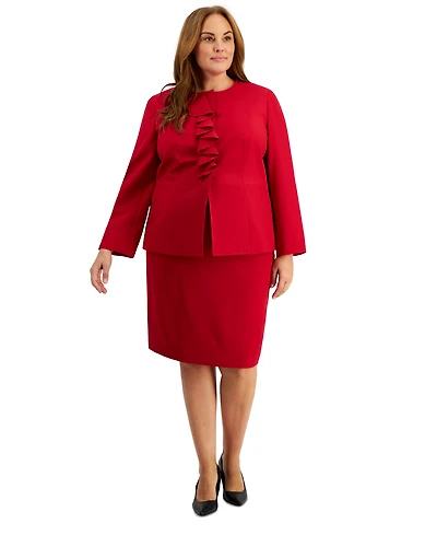 Le Suit Plus Cascade Ruffle Skirt Set