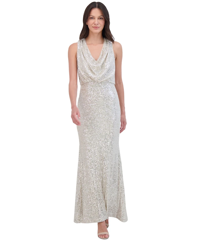 Eliza J Women's Sequined Cowlneck Gown