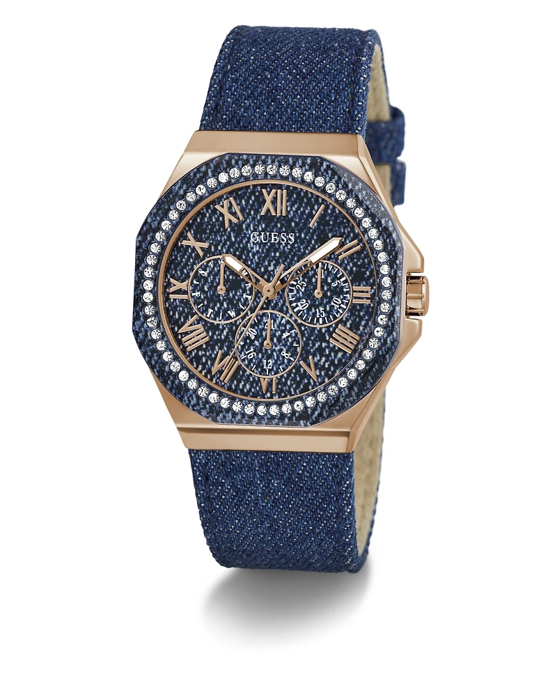 Guess Women's Multi-Function Blue Denim Watch 36mm