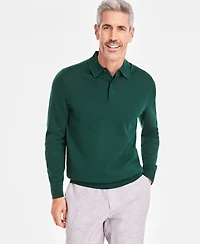 Club Room Men's Merino Wool Blend Polo Sweater, Created for Macy's