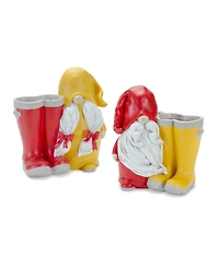 Slickblue Garden Gnome With Rainboot Planter Or Vase (Set of 2)