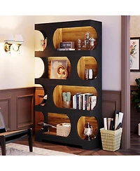 Tribesigns 71" Tall Bookcase, 4-Tier S-Shaped Bookshelf, Wood Decorative Storage Shelving, Modern Freestanding Display Shelves, Large Library Book She