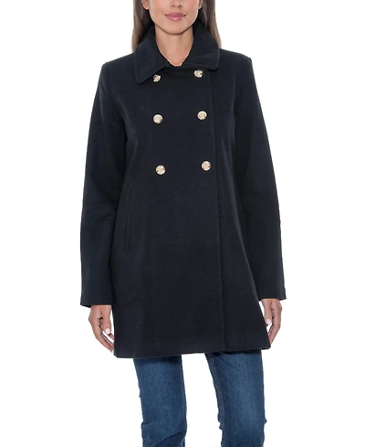 Sebby Collection Women's Double Breasted Military Walking Coat