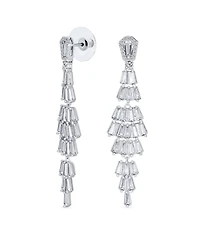 Bling Jewelry Cubic Zirconia Cz Linear Statement Asian Estate Art Deco Style Column Chandelier Earrings For Women Prom