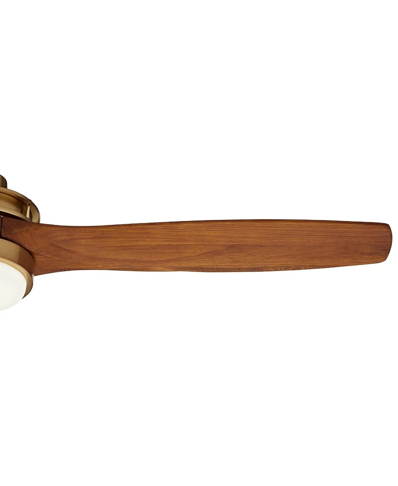 Casa Vieja 52" Windspun Indoor Ceiling Fan 3 Blade Led Light Remote Control Soft Brass Finish Motor Walnut Finish Wood Blades