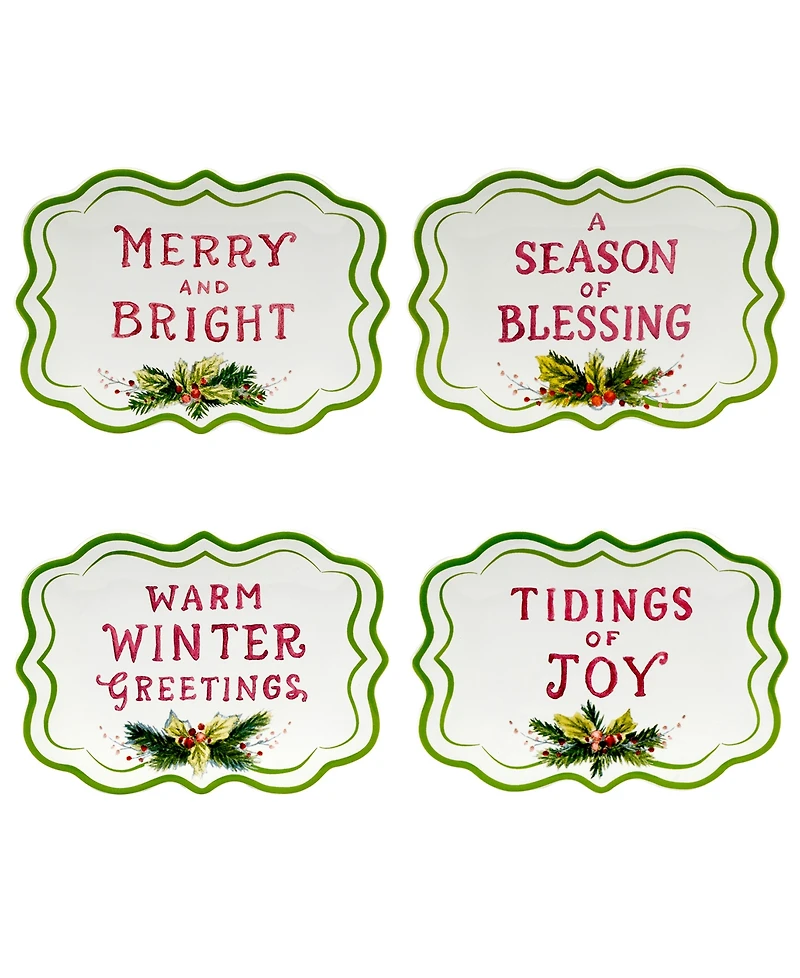 Certified International Snowman Greetings Canape Plates, Set of 4