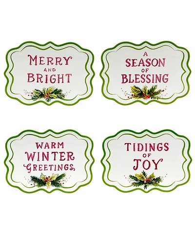 Certified International Snowman Greetings Canape Plates, Set of 4