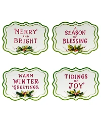 Certified International Snowman Greetings Canape Plates, Set of 4