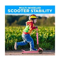Hurtle 3-Wheel Foldable Kids Scooter - Child Toy Scooter with Built-in Led Wheel Lights, Easy Maneuvering Lean-to-Steer Technology (Pink)