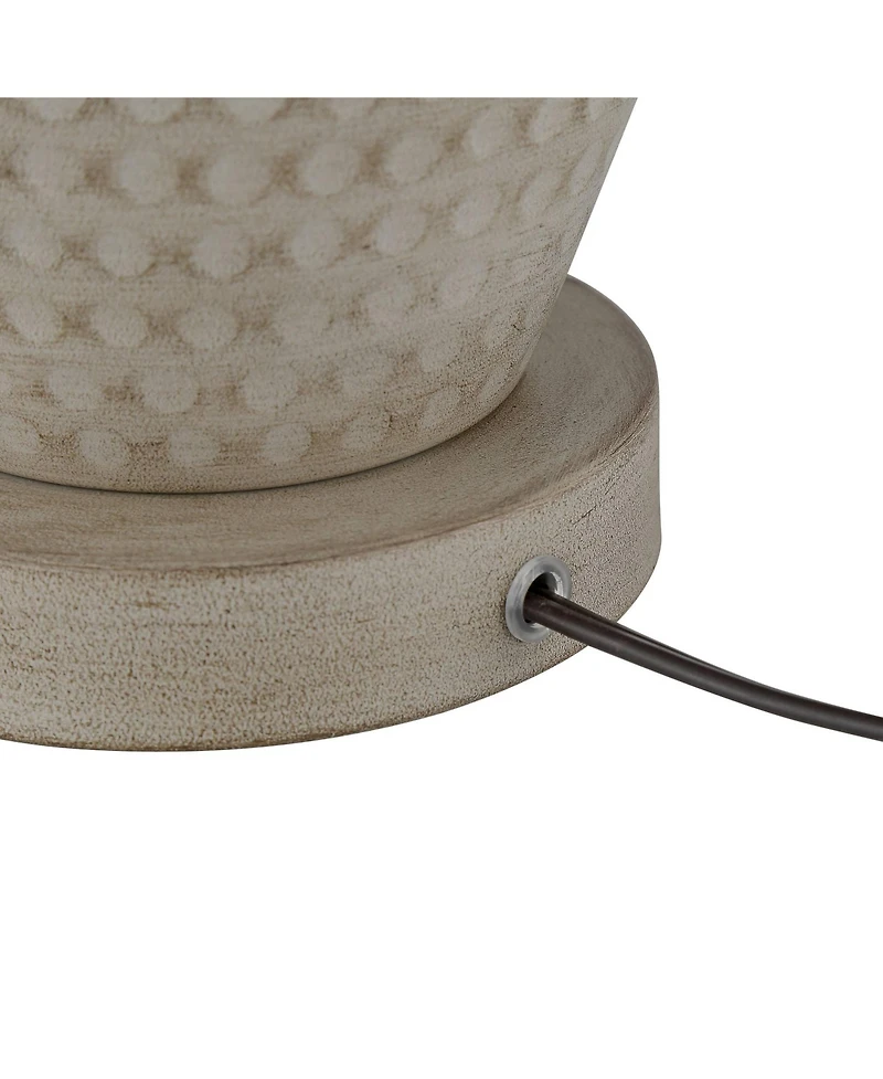 360 Lighting Rupert Rustic Farmhouse Table Lamp 24 3/4" High Beige Hammered Off White Linen Drum Shade for Bedroom Living Room Bedside Nightstand