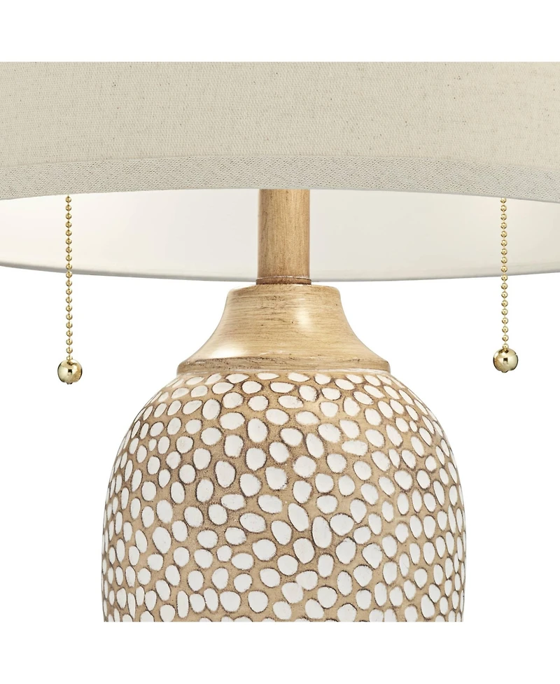 360 Lighting Cody Rustic Farmhouse Table Lamps 24 1/2" High Set of 2 Beige Textured Pebble Drum Shade for Bedroom Living Room Bedside Nightstand