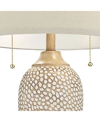 360 Lighting Cody Rustic Farmhouse Table Lamps 24 1/2" High Set of 2 Beige Textured Pebble Drum Shade for Bedroom Living Room Bedside Nightstand