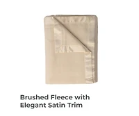 Cariloha Fleece Blanket | Coconut Milk | Queen | Viscose Material | Satin Binding Border | Sized for Top of Bed | Ideal for Year Round Use