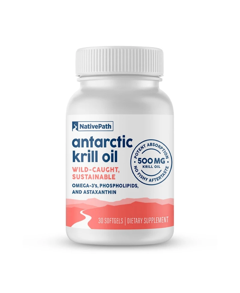 NativePath Wild-Caught Antarctic Krill Oil 500mg - Premium Astaxanthin 200mcg Phospholipid-Bound Omega-3 Epa Dha