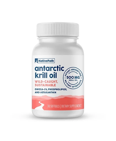 NativePath Wild-Caught Antarctic Krill Oil 500mg - Premium Astaxanthin 200mcg Phospholipid-Bound Omega-3 Epa Dha