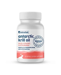 NativePath Wild-Caught Antarctic Krill Oil 500mg - Premium Astaxanthin 200mcg Phospholipid-Bound Omega-3 Epa Dha