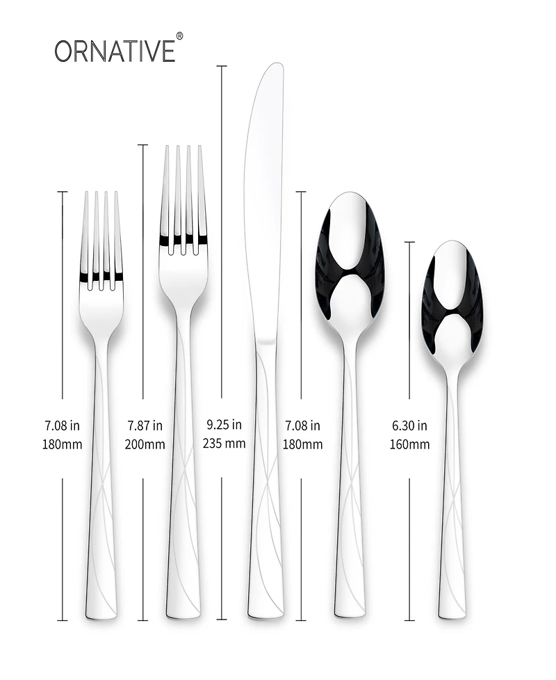 Ornative Jara Mirror 42 Piece Flatware Set with Wire Caddy, Service for 8