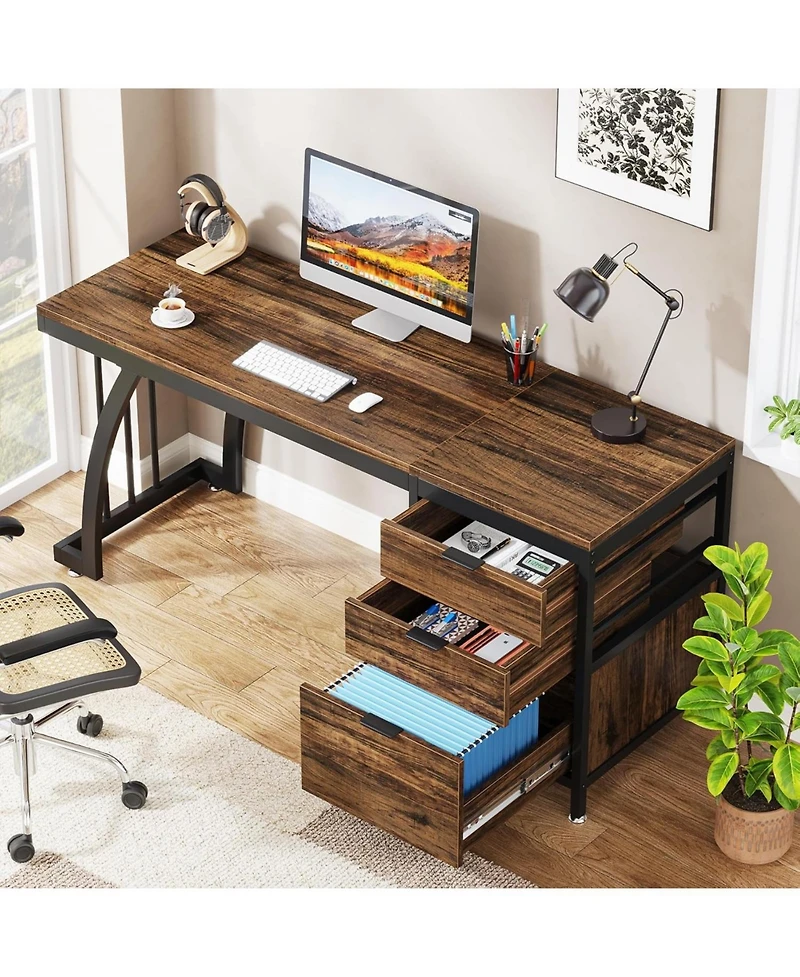 Tribesigns Computer Desk with Reversible Drawers, 59-Inch Pc Desk for Home Office