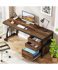 Tribesigns Computer Desk with Reversible Drawers, 59-Inch Pc Desk for Home Office