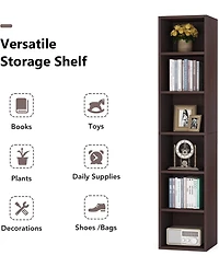 Tribesigns 70.9 Inch Tall Narrow Bookcase, Rustic Corner Bookcase with Storage, 6 Tier Cube Display Shelves for Home Office