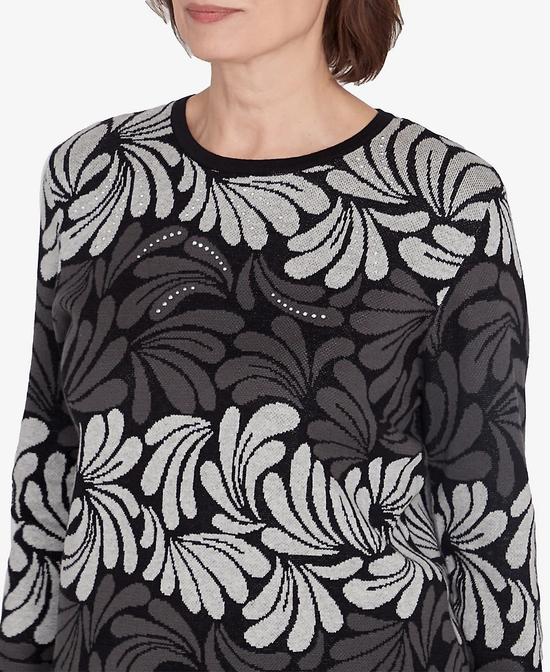 Alfred Dunner Petite Classics Geometric Ombre Scroll Sweater