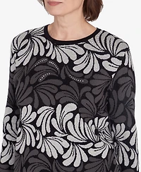 Alfred Dunner Petite Classics Geometric Ombre Scroll Sweater
