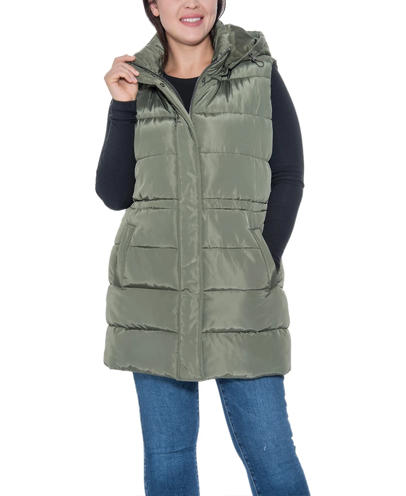 Sebby Collection Plus Puffer Vest With Drawstring Waist