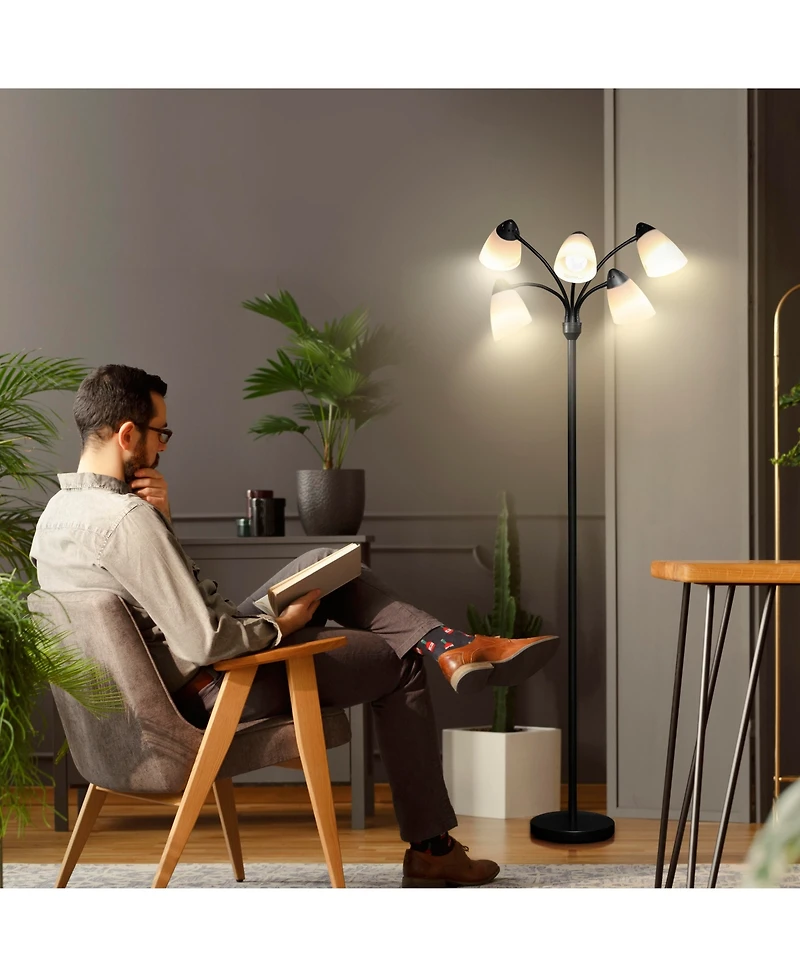 Medusa 74" Led 5-Light Floor Lamp with Interchangeable Shades