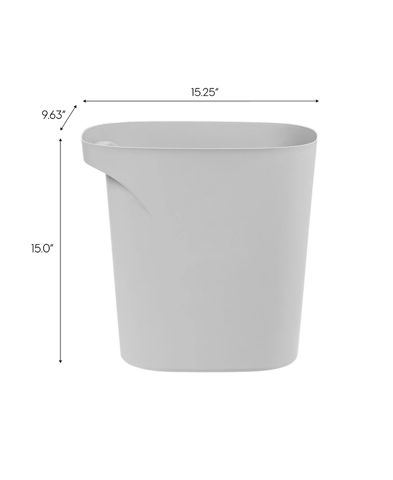 Iris Usa Iris 6 Gallon Plastic Trash-Can for Bathroom-Kitchen-Bedroom, Gray, Set of 3