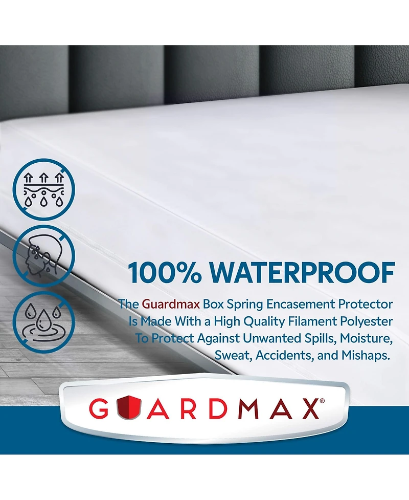 Guardmax Waterproof and Zippered Box Spring Cover - 6 Sided California King White