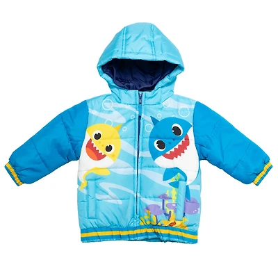 Baby Shark Toddler Boys Pinkfong Zip Up Winter Coat Puffer Jacket