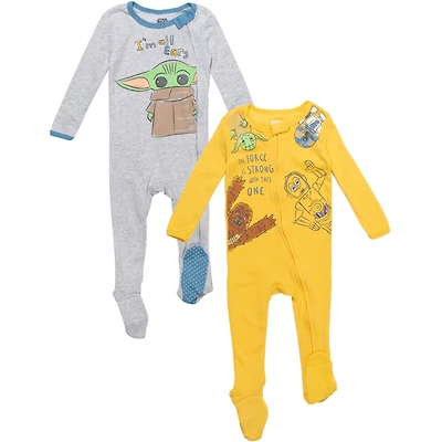 Star Wars Baby Boys 2 Pack Zip Up Sleep N' Play Coveralls