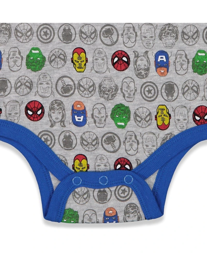 Avengers Baby Boys Captain America The Hulk iron Man Spider 5 Pack Bodysuits Newborn to