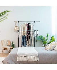 Iris Adjustable and Extendable Double-Rod Clothes Garment Rack