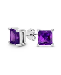 Bling Jewelry 2ct Red Square Cubic Zirconia Princess Cut Aaa Cz Stud Earrings For Women .925 Sterling Silver Simulated Ruby