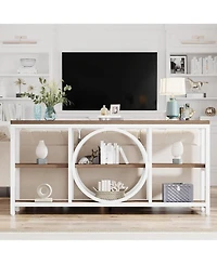 Tribesigns Narrow Behind Sofa Console Table, Extra Long Entryway Tables with 3 Tier Shelves