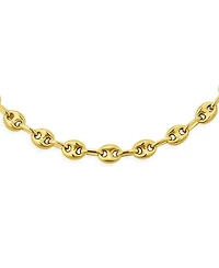 Bling Jewelry Yellow 14K Gold Overlay .925 Sterling Silver Nautical Anchor Link Puff Mariner Chain Necklace 6MM Wide