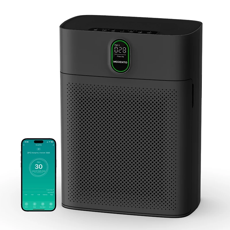 Morento Smart Air Purifier for home Large Rooms up to 1076 ft² Wi-Fi and Alexa compatible PM2.5 Quality Display Quiet Mode 24dB Hepa Filter Remove