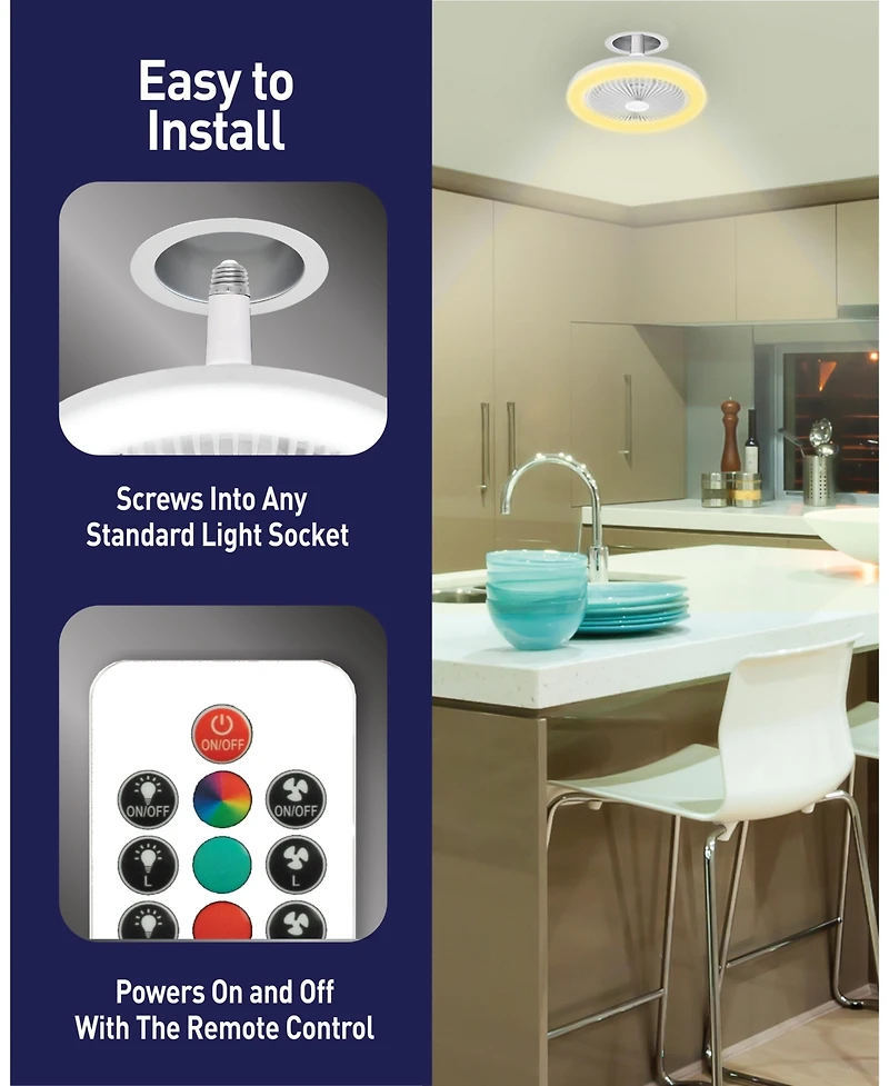 Socket Air 10.1 in. Led Color Changing Indoor White Ceiling Fan with Remote