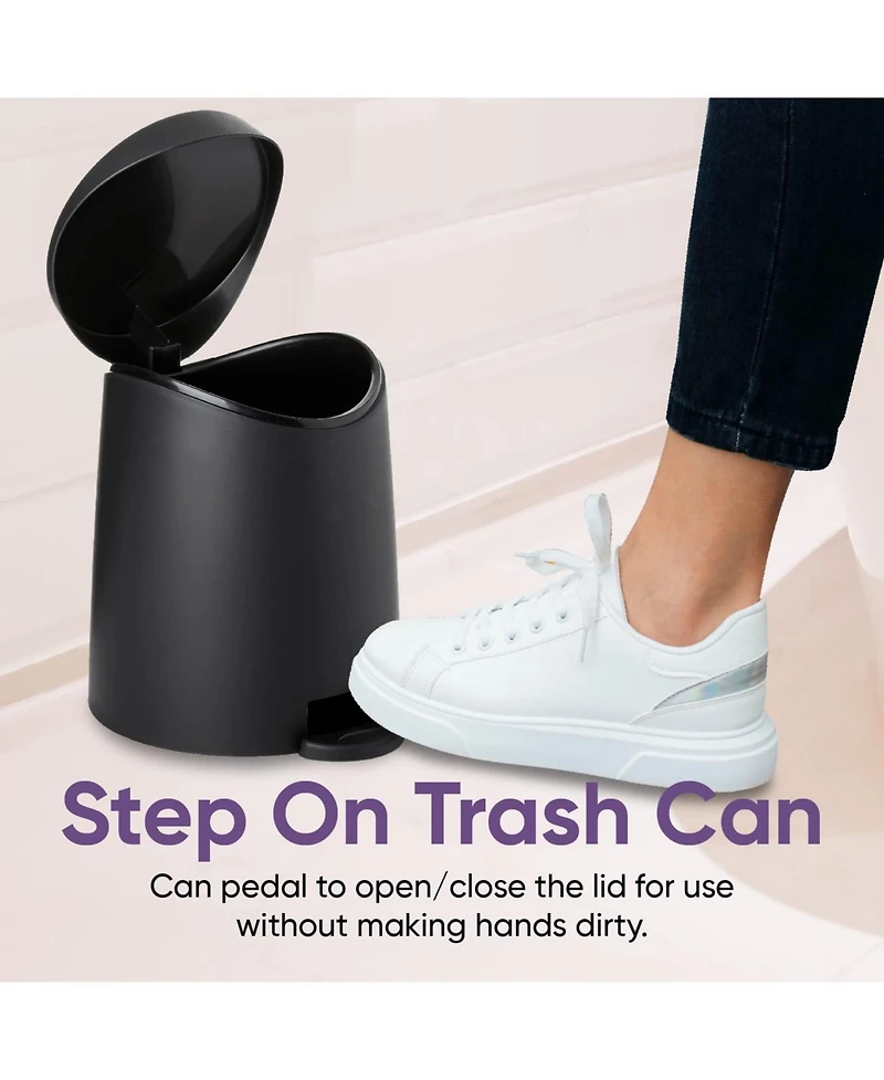 Superio Mini 3 Liter Step On Plastic Bathroom Trash Can with Lid