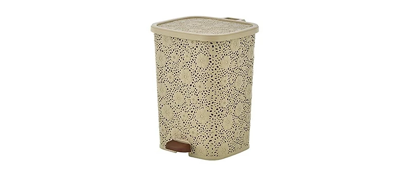 Superio Mini 1.5 Gallon Step On Trash Can with Lid Lace Design