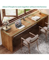 Tribesigns 78.7 Inches Long Computer Desk, Wooden Extra Long Writing Desk Double Desk Workstation, 2 Person Desk for Home Office