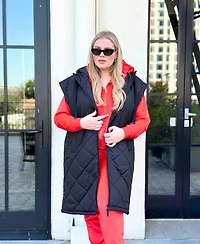 White Mark Plus Diamond Quilted Hooded Puffer Vest