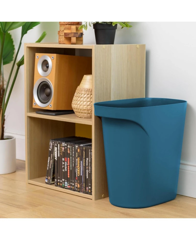 Iris Usa 6 Gallon / 24 Quart Plastic Wastebasket Garbage Trash Cans, 3-Pack, with Handles for Home Office Kitchen Bedroom Bathroom, Navy