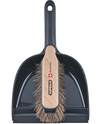 Superio Brush & Dustpan Set, Synthetic Grey White Bristles with Plastic