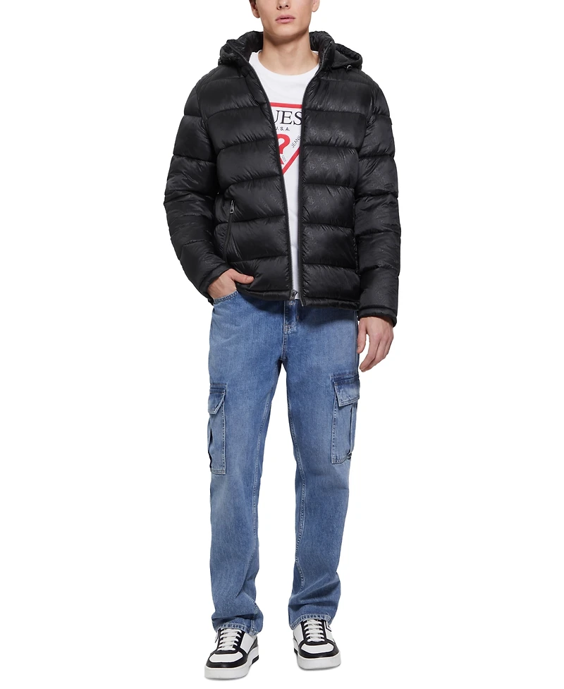 Guess Men's Adam Puffer Jacket with Removable Hood